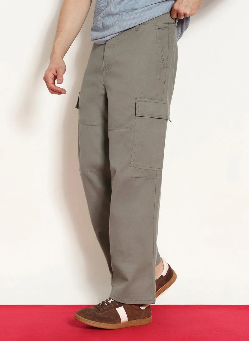 Urbano Fashion  Urbano Fashion Men's Steel Grey Loose Baggy Fit Solid Cargo Chino Pant with 6 Pockets Non-Stretchable for Men | Best Price UAE